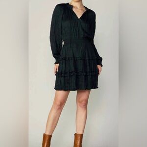 Current Air Long Sleeve Wrinkled Mini Dress